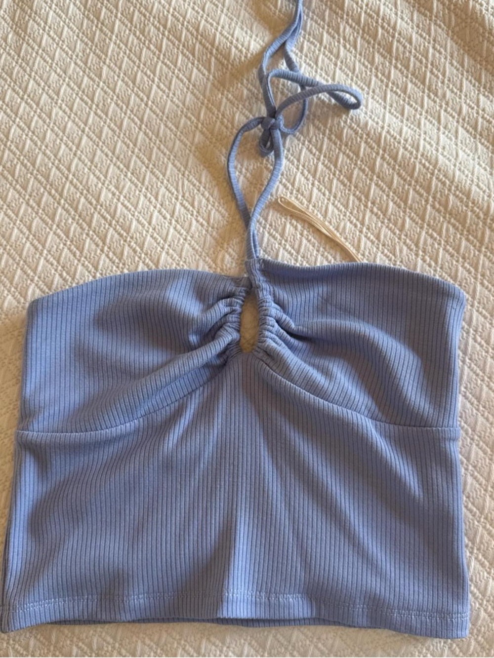 Aritzia Wilfred Ribbed Halter Crop Top